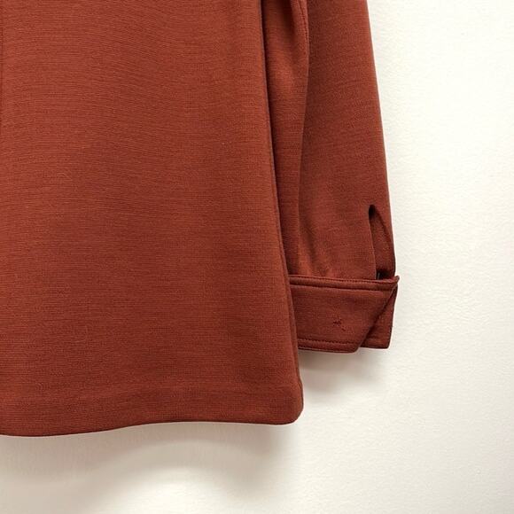 Vintage Wool Western Chore Jacket Patch Pockets Point Collar 70s Retro Rust - S - Picture 9 of 12